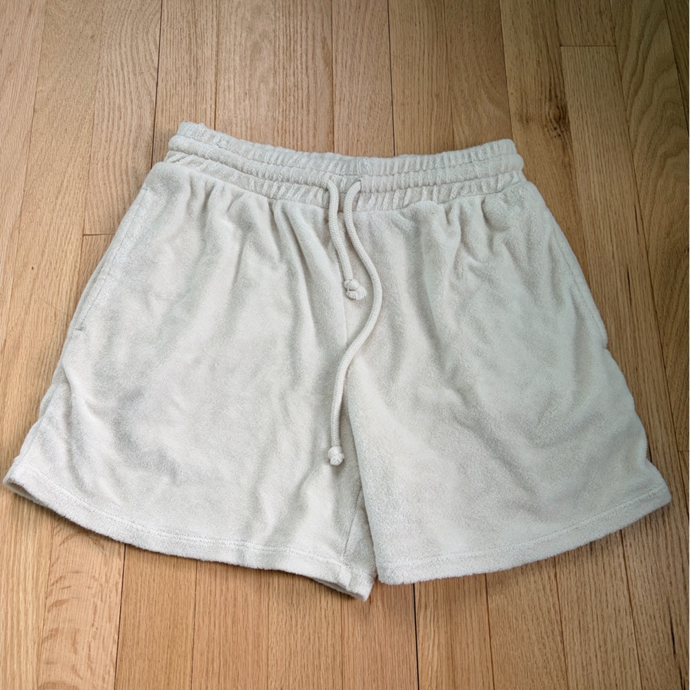 Wilfred Free Terry Cloth Shorts Aritzia Cream Lounge Drawstring Small